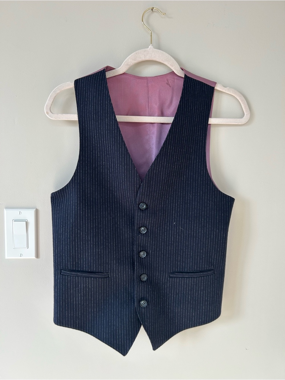 Pinstripe Waistcoat with purple Lining